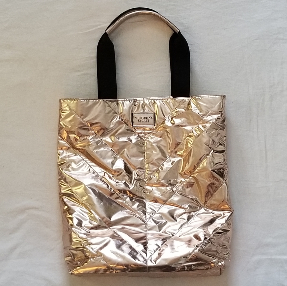 Victoria Secret Rose Gold Puff Tote Purse